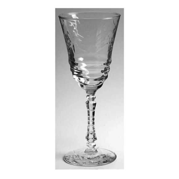 Libbey Rock Sharpe ARCTIC ROSE Goblets Water Glasses Set of 5 Clear etch crystal - Picture 1 of 12